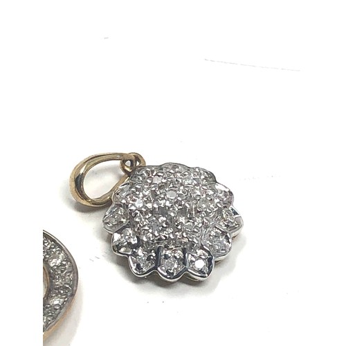 93 - 2 x 9ct gold vintage diamond pendants (2.6g)