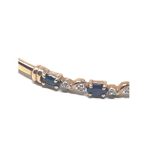 108 - 9ct gold sapphire & diamond bangle (4.3g)