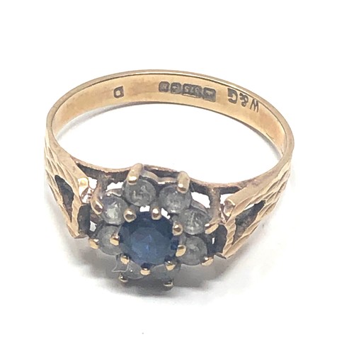 85 - 9ct gold vintage sapphire & clear stone dress ring (1.9g)