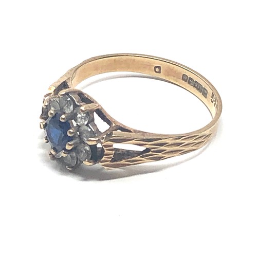 85 - 9ct gold vintage sapphire & clear stone dress ring (1.9g)