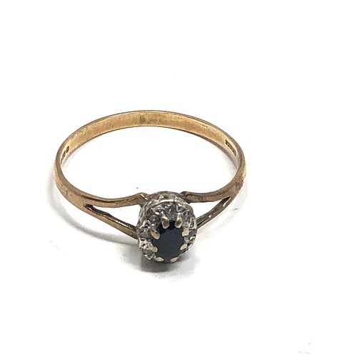 111 - 9ct gold diamond  & sapphire ring (1.6g)