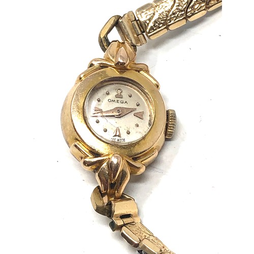 441 - Ladies vintage omega wristwatch gold plated case the watch is ticking