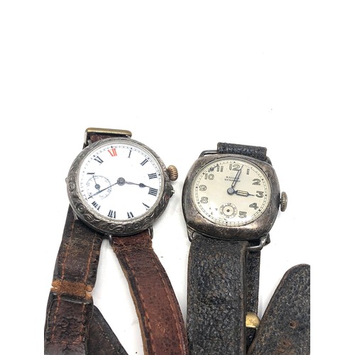 439 - 2 vintage silver gents trench style wristwatches