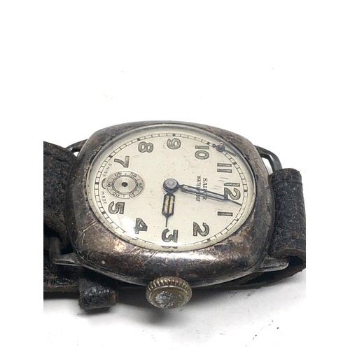 439 - 2 vintage silver gents trench style wristwatches