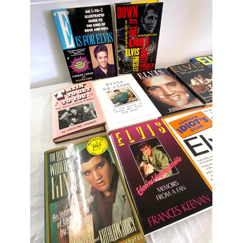 296 - Large selection of Elvis Presley books includes The Story Of Elvis, Elvis You're Unforgettable, The ... 