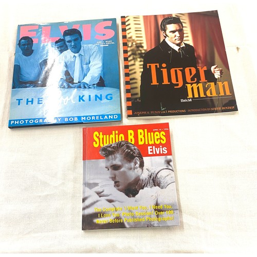 281 - Three Elvis Presley books includes Studio B Blues, Elvis the Cool king and Tiger man Elvis 68