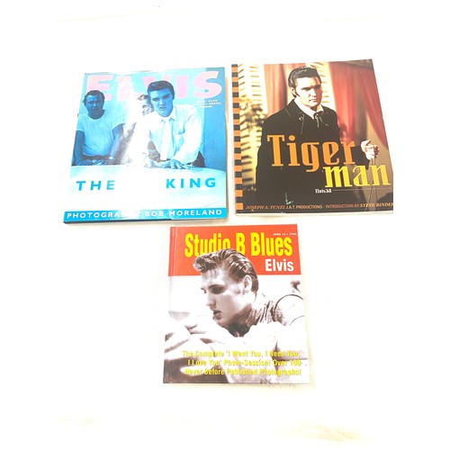 281 - Three Elvis Presley books includes Studio B Blues, Elvis the Cool king and Tiger man Elvis 68