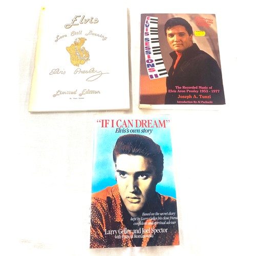 282 - Three Elvis Presley books includes Love still burning, Elvis Sessions II and If i can Dream