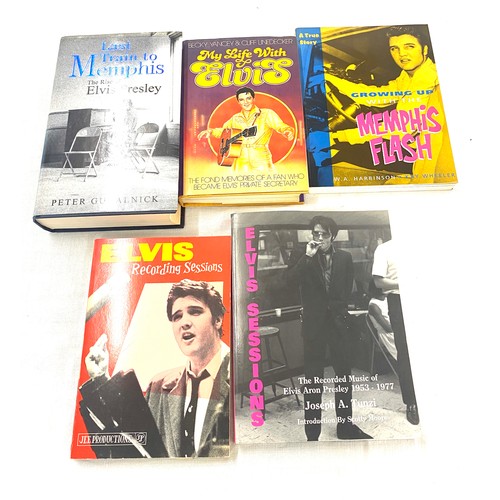 288 - Selection of Elvis Presley books includes Memphis Flash, Last Train to Memphis, Elvis Recording seas... 