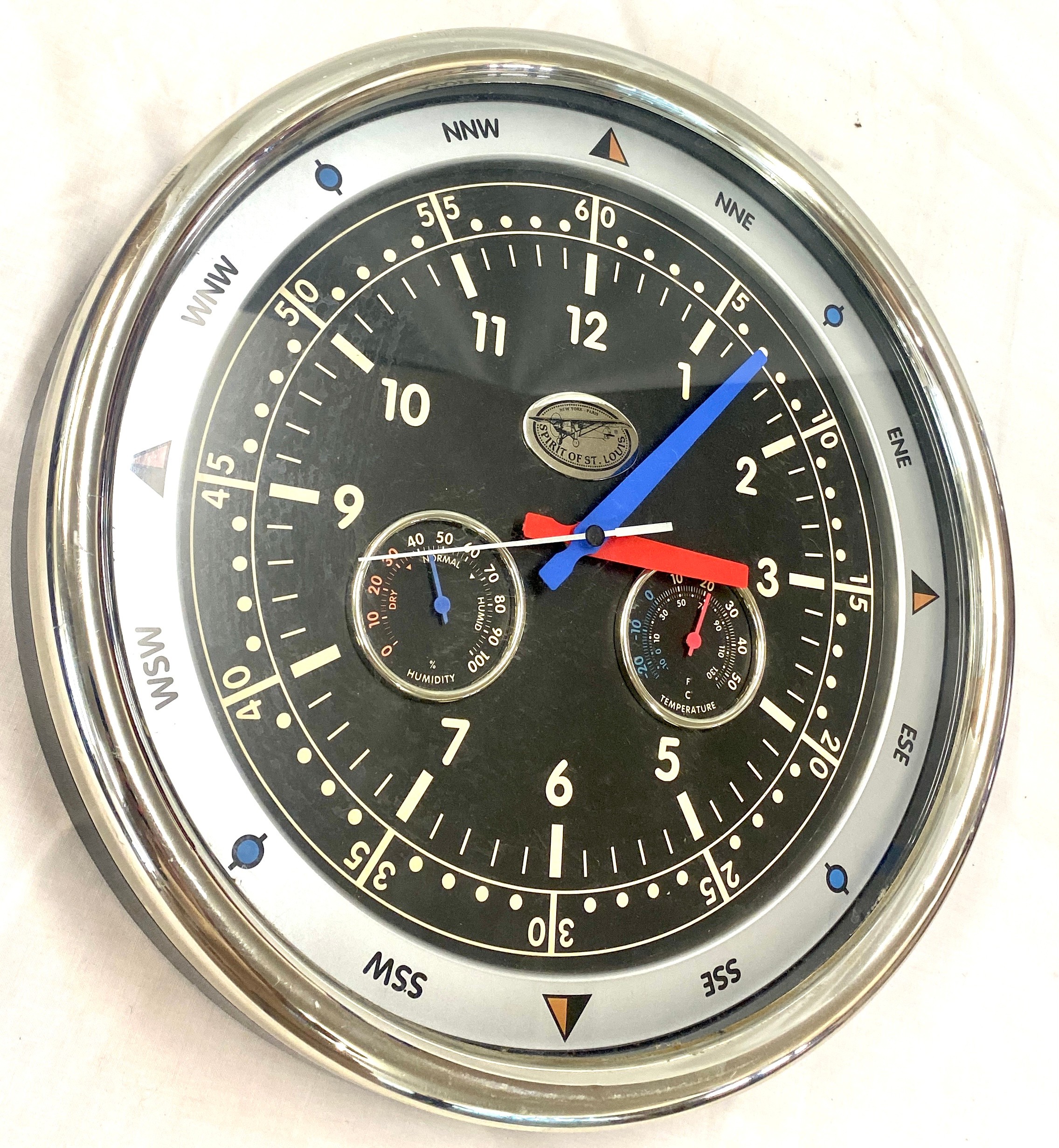 Spirit of St Louis battery operated wall clock, diameter 15 inches