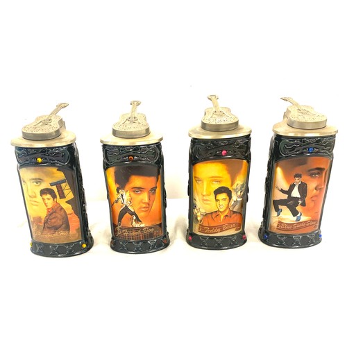 329 - Set of four handcrafted Elvis Presley steins by Longton crown