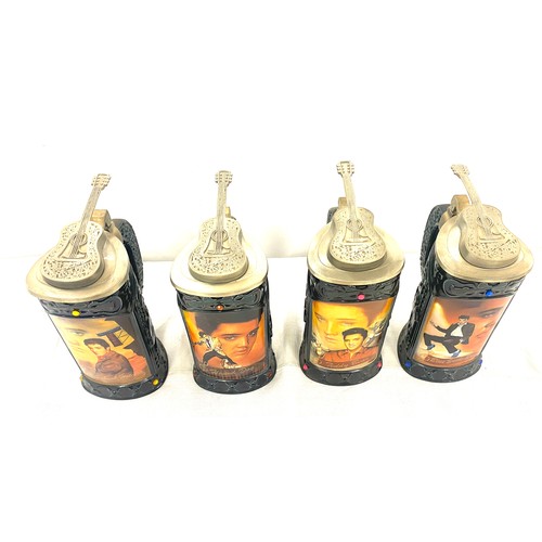 329 - Set of four handcrafted Elvis Presley steins by Longton crown