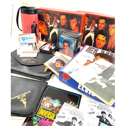 369 - Selection of Elvis Presley memorabilia includes Puzzles, Flask, Taking care of Elvis bag etc