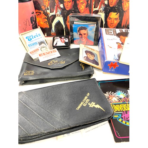 369 - Selection of Elvis Presley memorabilia includes Puzzles, Flask, Taking care of Elvis bag etc