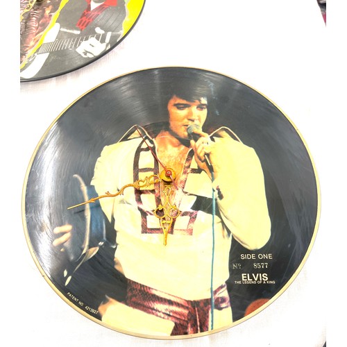 337 - 3 Vintage Elvis Presley Clocks, untested, diameter approx 12 inches