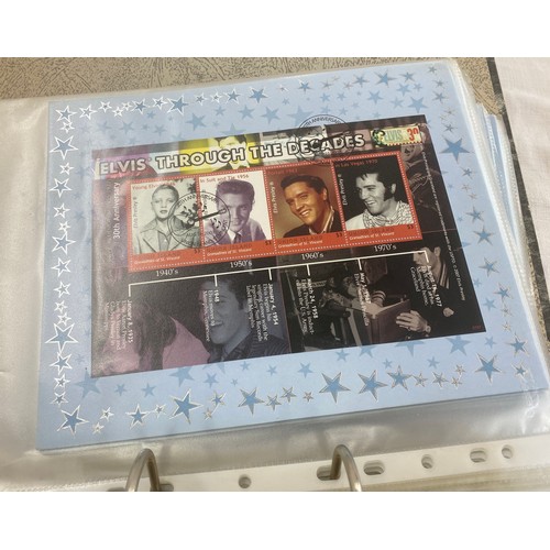 409 - Folder of Elvis Presley collectors stamps includes 30th Anniversary, 50th Anniversary etc