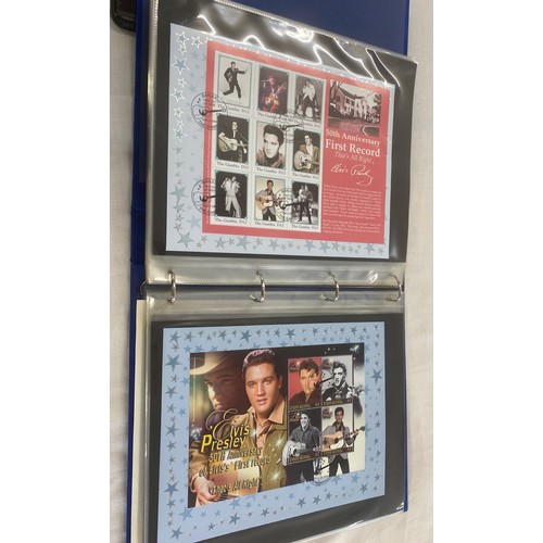 409 - Folder of Elvis Presley collectors stamps includes 30th Anniversary, 50th Anniversary etc