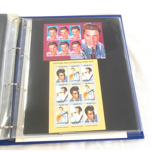 409 - Folder of Elvis Presley collectors stamps includes 30th Anniversary, 50th Anniversary etc