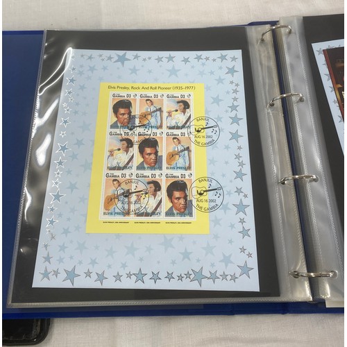 409 - Folder of Elvis Presley collectors stamps includes 30th Anniversary, 50th Anniversary etc