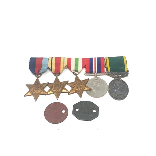 505 - ww2 GV.1 mounted medal group & ID tag territorial named 873614 bmbr f.a bradshaw r.a matching i.d ta... 