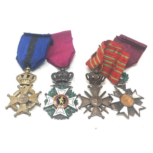 510 - 4 belgium medals inc order of leopold -order of the crown  and croix de guerre