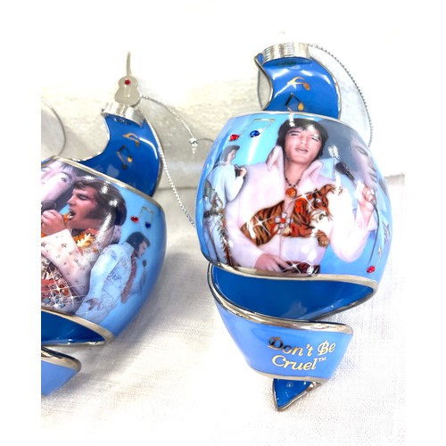 428 - Set of 3 Elvis Presley Bradford Exchange Christmas ornaments in original box