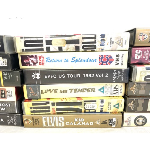 350 - Selection of 18 Elvis Presley VHS Videos includes The Lost Show, Stay Away Joe, Elvis 56 in the begi... 