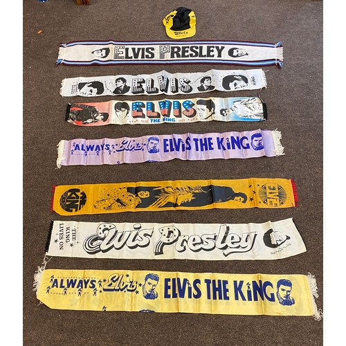 425 - Selection of 7 Elvis Presley concert memorabilia scarfs Includes Elvis the king etc