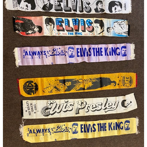 425 - Selection of 7 Elvis Presley concert memorabilia scarfs Includes Elvis the king etc