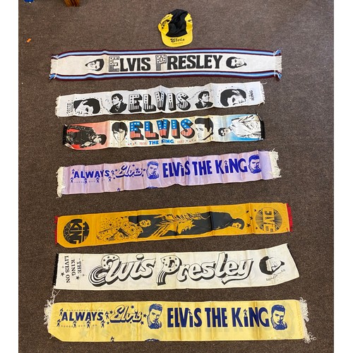 425 - Selection of 7 Elvis Presley concert memorabilia scarfs Includes Elvis the king etc