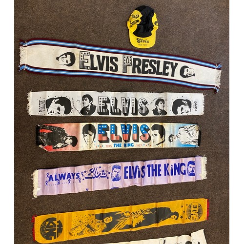 425 - Selection of 7 Elvis Presley concert memorabilia scarfs Includes Elvis the king etc