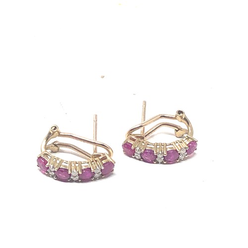 85 - 9ct gold ruby & diamond  clip earrings (2.5g)