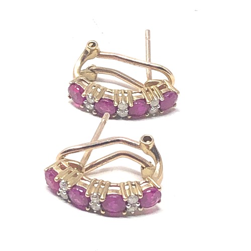 85 - 9ct gold ruby & diamond  clip earrings (2.5g)