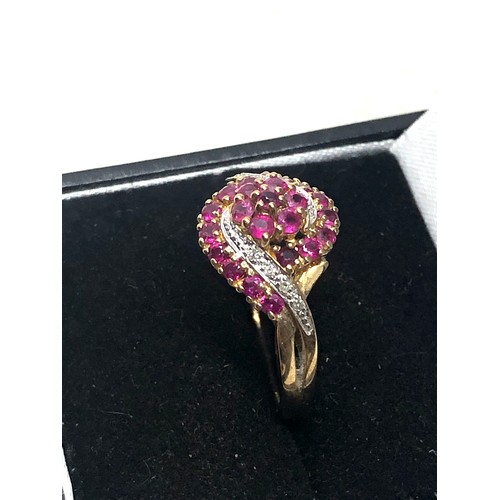 79 - 9ct gold ruby & diamond  ring (3.9g)