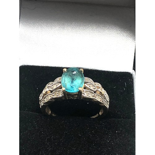 107 - 10ct gold vintage apatite & diamond dress ring (3.9g)