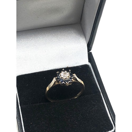 68 - 9ct gold  sapphire & diamond ring (1.5g)