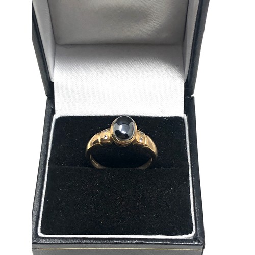 88 - 9ct gold vintage hematite & stone set ring (3.1g)