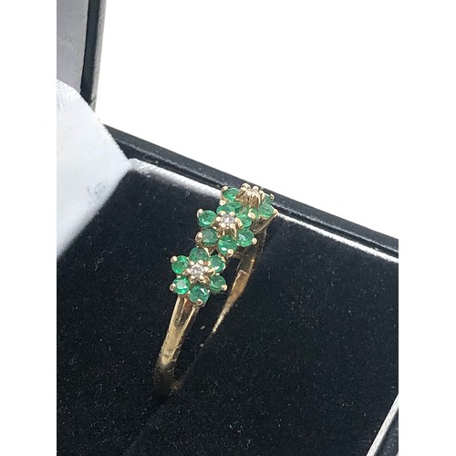 67 - 9ct gold diamond & emerald  ring (2.2g)