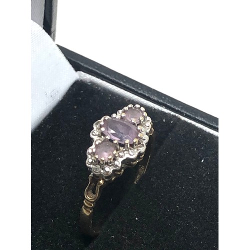 100 - 9ct gold amethyst & diamond ring (1.8g)