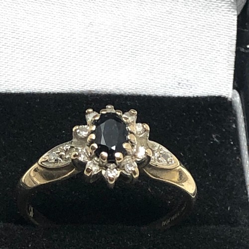 84 - 9ct gold diamond & sapphire  ring (2.6g)