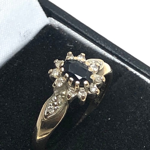 84 - 9ct gold diamond & sapphire  ring (2.6g)