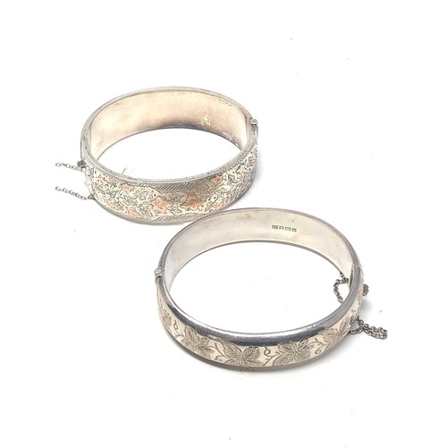 470 - 2 X Sterling Silver Vintage Bangles  (52g)