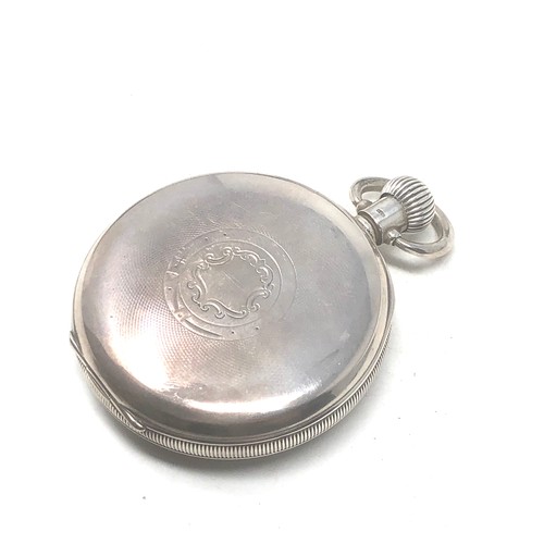 497 - Silver open face pocket watch dennison silver case the watch is ticking