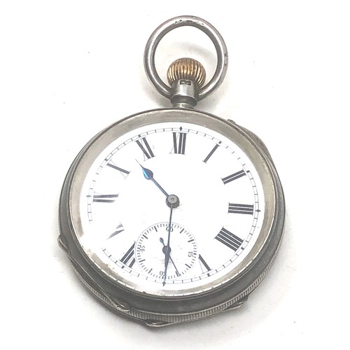 498 - Silver open face pocket watch  the watch is ticking