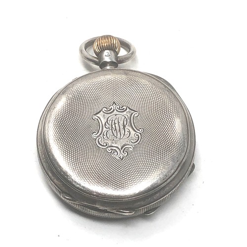 498 - Silver open face pocket watch  the watch is ticking