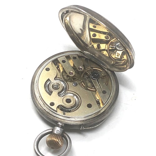 498 - Silver open face pocket watch  the watch is ticking