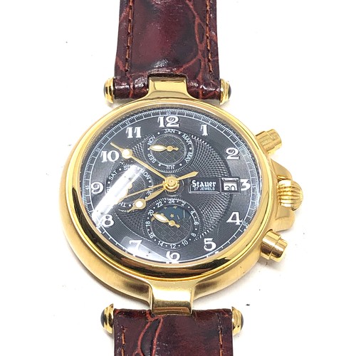 490 - Gents stauer 27 jewel chronograph wristwatch in working order