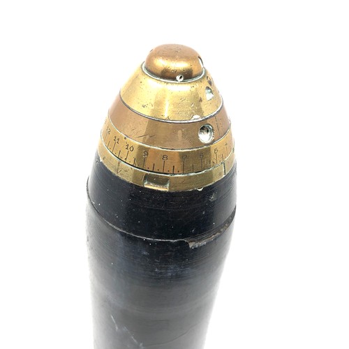 516 - ww1 era inert shell with brass fuse top