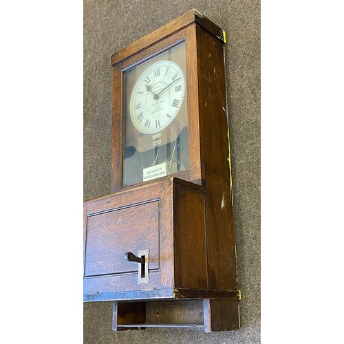 261 - Vintage Gledhill Brook clocking in clock 58307 measures approx 38.5 inches tall 15.5 inches wide 11.... 