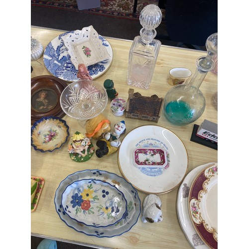 174 - Large selection of miscellaneous items includes pottery, decanters etc